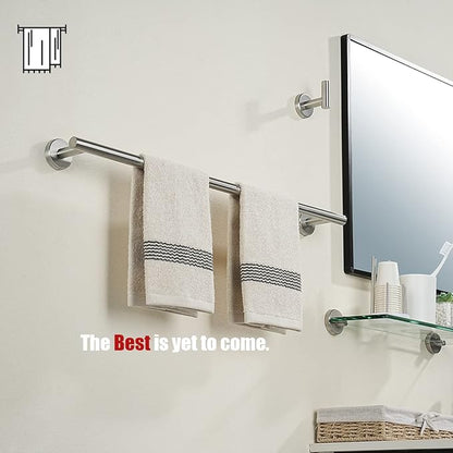 JQK Bath Towel Bar, 27 Inch 304 Stainless Steel Thicken 0.8mm Towel Rack Bathroom, Towel Holder Brushed Finished Wall Mount, Useable Length 24 Inch 2 Pack, TB110L24-BN-P2