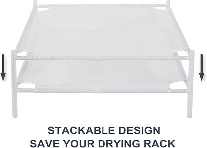 STO STO Sweater Drying Rack, 2-Pack Stackable Mesh Clothes Drying Rack, Laundry Drying Rack for Sweaters, Socks, Toys, White