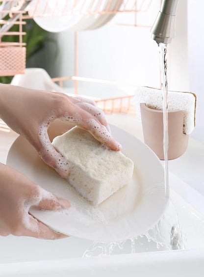Slow Slog Stone Sponge Holder for Countertop Organizer, Quick Dry Diatomite Sponge Holder, Diatomaceous Earth Sponge Caddy, Absorbent Face Sponge Stand, Large Brown