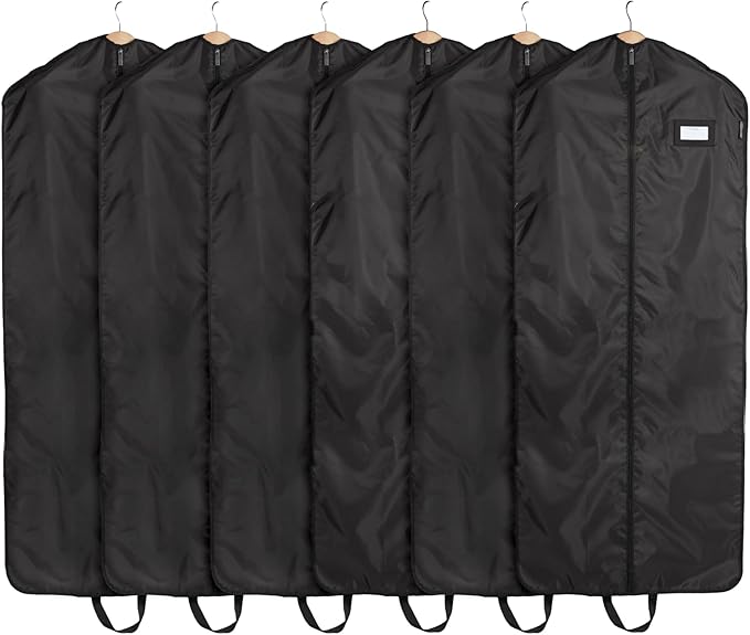 Covermates Keepsakes Garment Bag Set - Premium Polyester - Full Length Zipper - ID Window - Carrying Handles - Closet Storage, Black