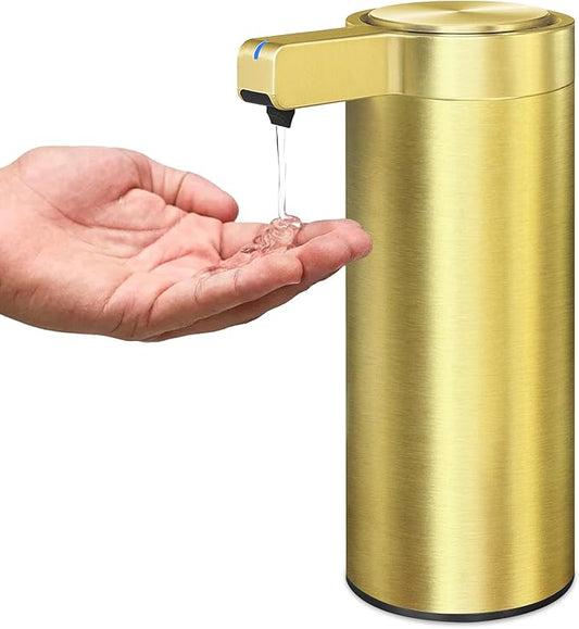 Mamiddle Automatic Soap Dispenser Stainless Steel with Sensor Infrared Soap Dispenser Electric IPX5 Waterproof USB-C Charging Motion Sensor for Kitchen & Bathroom (Gold)