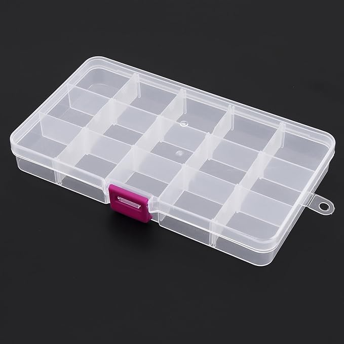 OriGlam 1pcs 17x10CM Plastic Organizer Storage Box with Adjustable Dividers, Jewelry Storage Container Box for Office Supplies Beads Crafts Fishing Tackles (Transparent)