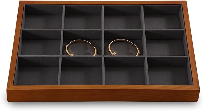 Yinbeini Wood Jewelry Organizer, Grey Jewelry Organizer, Premium Jewelry Tray For Watch, Bangle