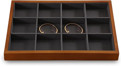 Yinbeini Wood Jewelry Organizer, Grey Jewelry Organizer, Premium Jewelry Tray For Watch, Bangle