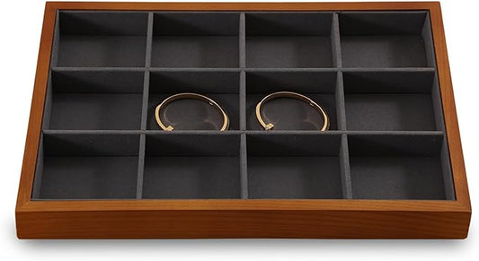 Yinbeini Wood Jewelry Organizer, Grey Jewelry Organizer, Premium Jewelry Tray For Watch, Bangle