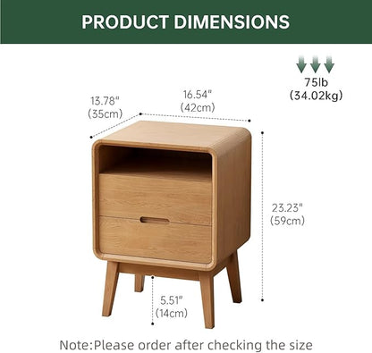 Vadisun Solid Wood Nightstand Set of 2, Mid Century Modern Nightstand with Drawers, Natural Wood Nightstand with Storage, Wooden Night Stand, Small Nightstands, Bedside Table for Bedroom(23.23" H)