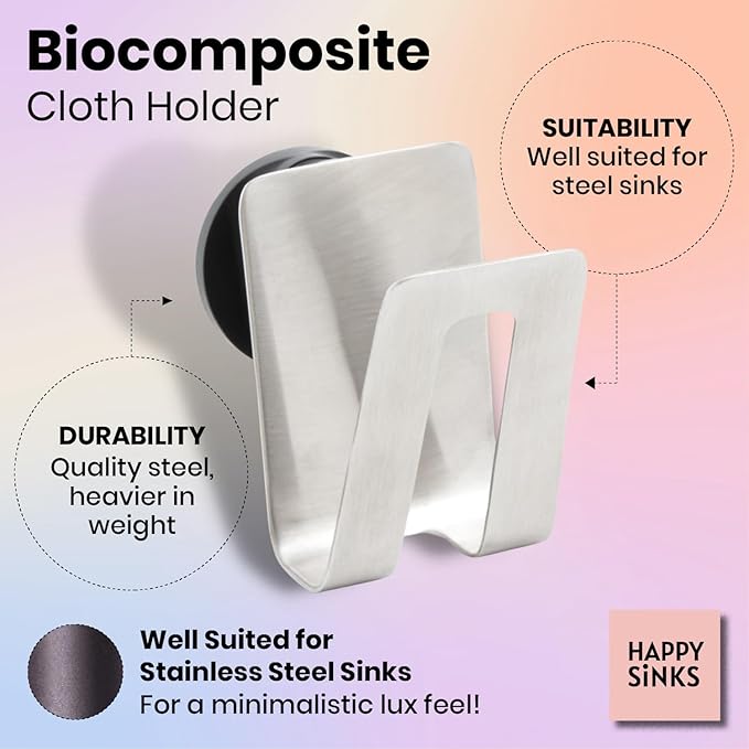 HAPPY SINKS Magnetic Sponge Holder - Kitchen Sink Organizer - Ideal for Kitchen Organization & Accessories - Sink Sponge Holder (Stainless Steel)