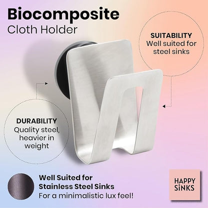 HAPPY SINKS Magnetic Sponge Holder - Kitchen Sink Organizer - Ideal for Kitchen Organization & Accessories - Sink Sponge Holder (Stainless Steel)