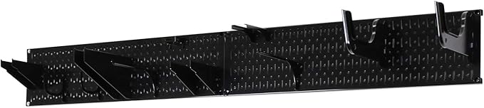 Wall Control Garage Storage Rack Lawn & Garden Tool Organization Wall Mount Organizer - Easy to Install 64" Wide Heavy Duty Metal Pegboard Set (Black Pegboard)