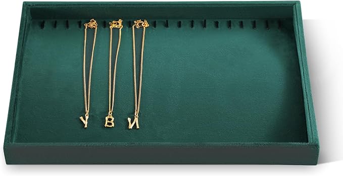 Necklace Storage Tray, Velvet Bracelet Display, Premium Jewelry Organizers,Luxury Bracelet Organizer,Green Necklace Display