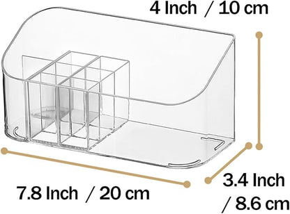 MORNITE Bathroom Counter Shelf Vanity Trays, Makeup Organizer Tray with 9 Compartments, Trays Holders for Medicine Bathroom Cabinet, Clear