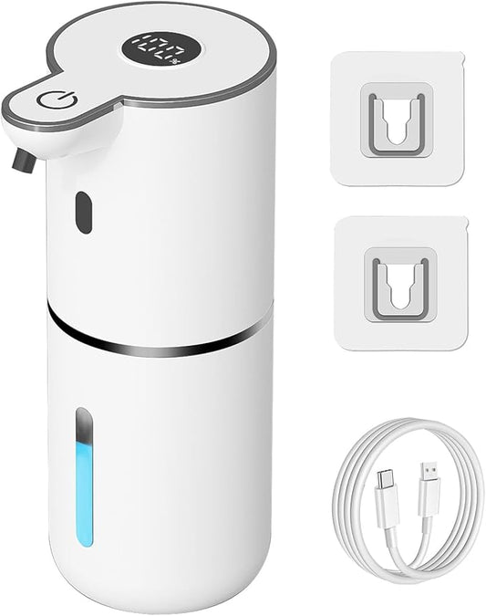 OHIFAST Automatic Liquid Soap Dispenser Touchless, USB Rechargeable Smart Hand Soap Dispenser, 6-Level Adjustable, 12.8oz/380mL Wall Mounted for Bathroom Kitchen Dish Soap-White