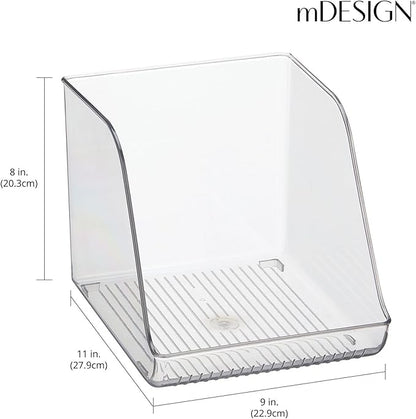 mDesign Tall Plastic Water Bottle Stackable Storage Organization Bin with Open Front for Kitchen Refrigerator, Freezer, Pantry, Holds 12 Bottled Drinks/Beverages, Ligne Collection, Clear