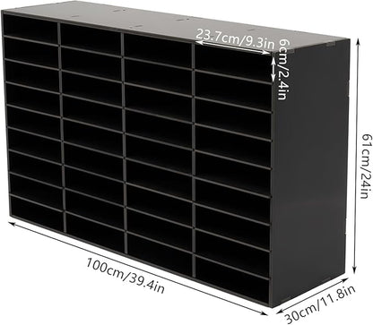 Literature Organizer Sorter,Desktop File Sorter Mail Center Magazine Paper Storage PVC Board File Holder Mailbox Student Classroom Keepers for Home&Office (Black, 36 Slots)