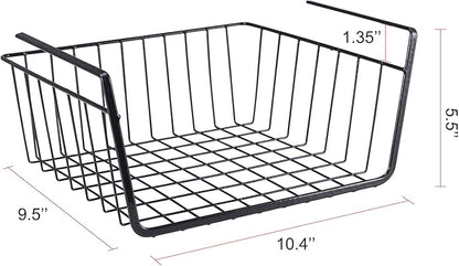 Undershelf Storage Basket Under Shelf Wire Basket Household Metal Under Shelf Hanging Storage Bin Basket Slides Under Shelves for Storage Space Saving for Kitchen Pantry Bookshelf 4 PCS