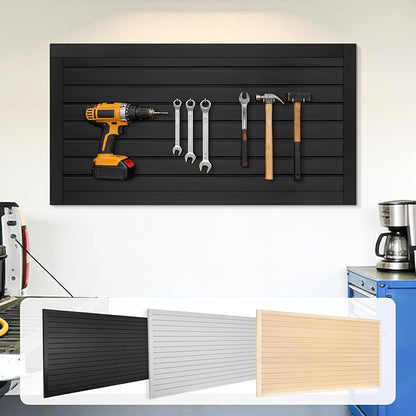 [4x2 Ft²] PVC Slat Wall Paneling, Adjustable Slatwall Panels with Coupling Structure, Slatted Wall Panel System with Customizable Storage Options, DIY Cutting & Easy-to-Install Slatwall Board Shelves