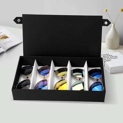 Baojulong 5-Slot Eyeglass Case Organizer - Portable Storage for Sunglasses & Glasses, Perfect for Travel & Home Use