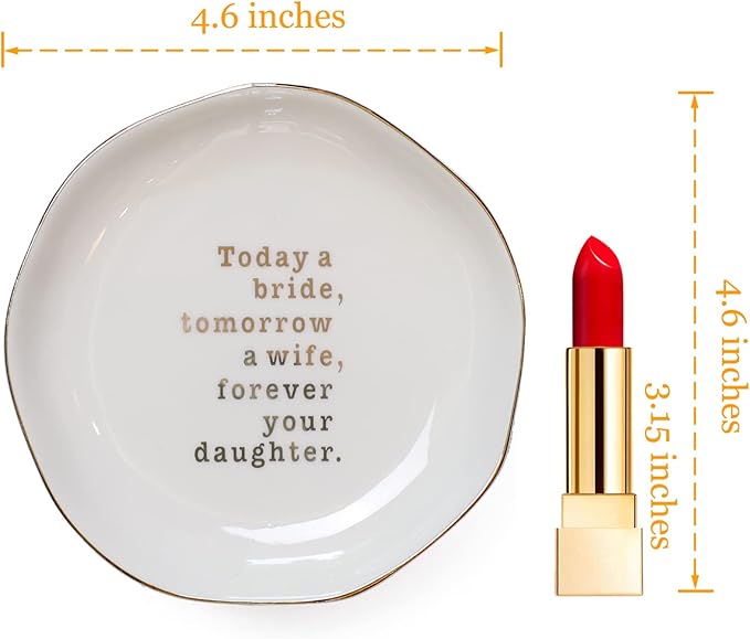 VINCOMIC Mother of Bride Ring Dish,Weeding Gifts for Mom from Daughter-Jewelry Dish Tray-Ceramic White