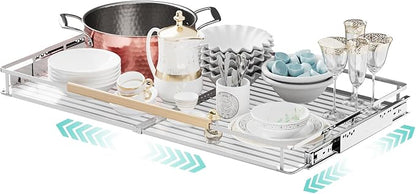 Expandable Pull Out Cabinet Organizer, Adjustable Width:23.2~39.9''W x 22.5''D Under Sink Organizer, Drawer Storage Shelves for Kitchen, Bathroom, Closet, Pantry, Cupboard, Pots, Pans