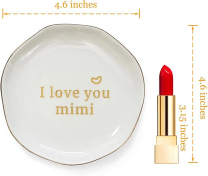 HOME SMILE Mimi Gifts for Grandma Mother's Day-I love You Mimi Ring Dish-Mimi Gifts for Grandma Nana Birthday Christmas Valentine's,Gift for Mimi from Grandkids Grandchildren