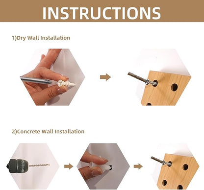 Pegboard Organization Set 2-Pack Beige Wooden Pegboards with Shelves & Hooks | Creative Display & Storage Solution for Home, Office, Bathroom