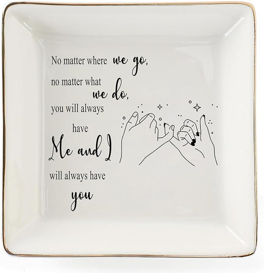 HOME SMILE Long Distance Friendship Gifts- Bestie Gifts for Women Ring Dish Jewelry Tray-Gifts for Friends Sister Birthday Going Away Galentine's Day