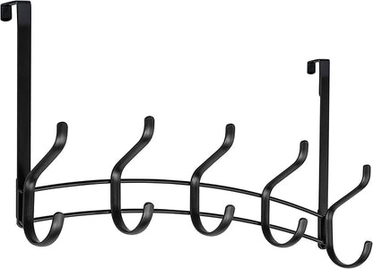 LYNK Professional® Home™ Over Door Hooks Rack - 10 Hook Over Door Hanger - Over Door Towel Rack - Hanging Towels or Clothes - for Bathroom, Bedroom or Laundry Room – Lifetime Ltd. Warranty - Black