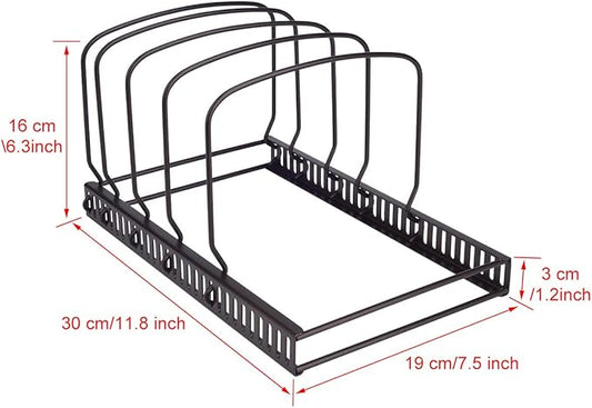 Toplife 10+ Bakeware Organizer Rack for Kitchen Bakeware, Cookware, Dinnerware, Cutting Boards, Plates, Pot and Pan Lids (Brown)