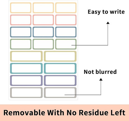 STARLIBOO Removable Labels, Removable Colored Labels Stickers, Self-Adhesive Rectangular Stickers Water/Oil/Tear Resistant for Storage/Classroom/Home (2 Size, 300 Labels)