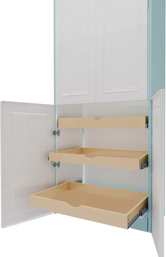 COUVER DIY Non-Assembled Birch Wood, Pull-Out Cabinet Organizers, Under Sink Organizers for Bathroom & Kitchen, Cabinet Slide-Out Organizers and Storage, Soft Closed Rail, 33 inch