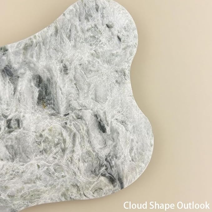 WneFu Choiziic Natural Decorative Tray, Cloud Shape, Modern Style, Polished Finish, Bathroom Kitchen Counter Vanity Organizer (Green-Marble-M)