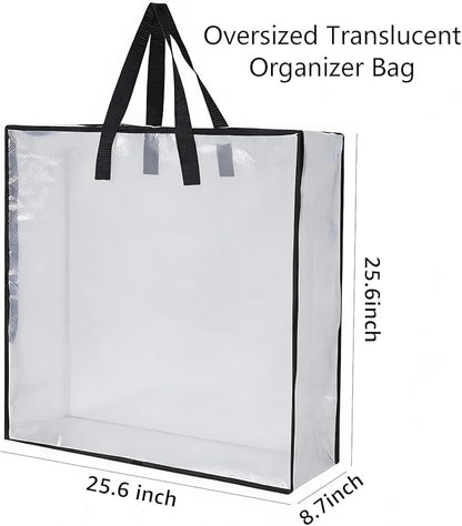 Clear Storage Bags 6-Pack, Versatile Moving Bags & Under Bed Storage Solution for Wreath Storage Container, Holiday Decor, Camping Gear - Ideal Moving Supplies and Stadium Approved Clear Bag