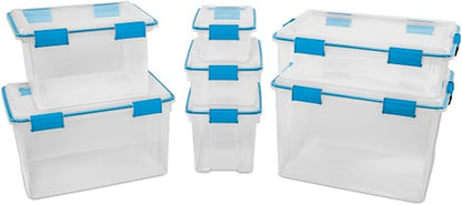 Sterilite 4-Pack Gasket Box, Weather-Resistant Storage Bins with Latching Lids, 54 Quart - Heavy-Duty Organizing Containers for Closet, Bathroom, and Office