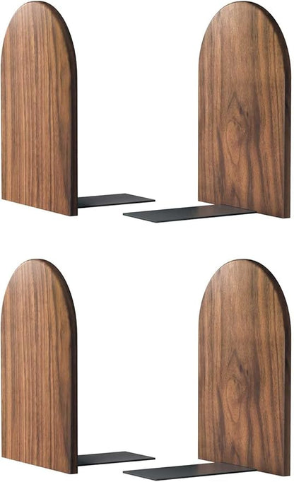 Large Bookend Hold Heavy Books- 7x4x5in 2 Pack Wood Bookends for Heavy Books Heavy Duty Walnut Book Ends for Men Wood Bookends for Office Desk Non-Skid