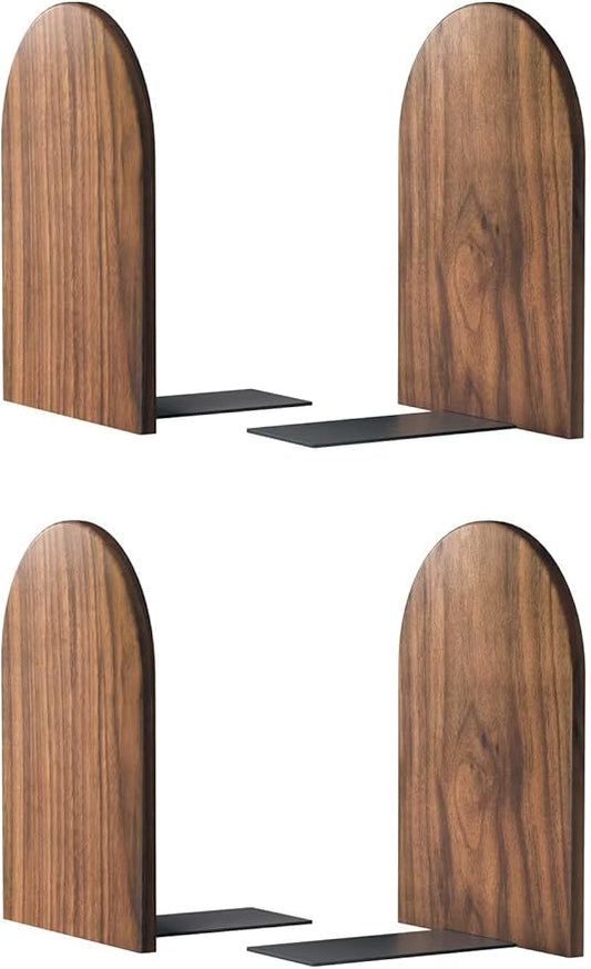 Large Bookend Hold Heavy Books- 7x4x5in 2 Pack Wood Bookends for Heavy Books Heavy Duty Walnut Book Ends for Men Wood Bookends for Office Desk Non-Skid