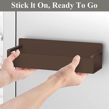 4 Pack Magnetic Spice Rack Organizer for Refrigerator and Oven, Brown Fridge Organizers and Storage for Kitchen