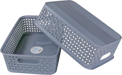 8 Pack Small Pantry Organization and Storage Bins - Household Organizers for Laundry Room, Bathrooms, Bedrooms, Kitchens, Cabinets, Countertops, Under Sink or On Shelves (Gray)