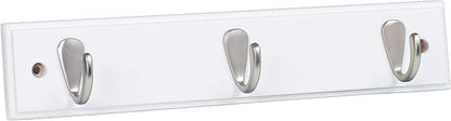 BIRDROCK HOME Modern 3 Hook Coat Rack | Wall Mounted Key Cap & Hat Rack | White Finish | Satin Nickel Hooks
