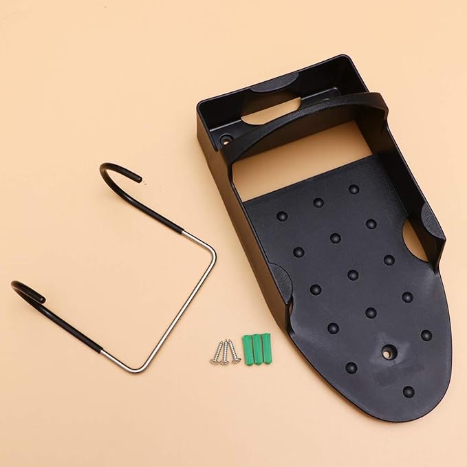 1pc Stainless Steel Ironing Board Holder Double Hook Wall-Mounted Rack for Use Iron Board Shelf Compact Design Black