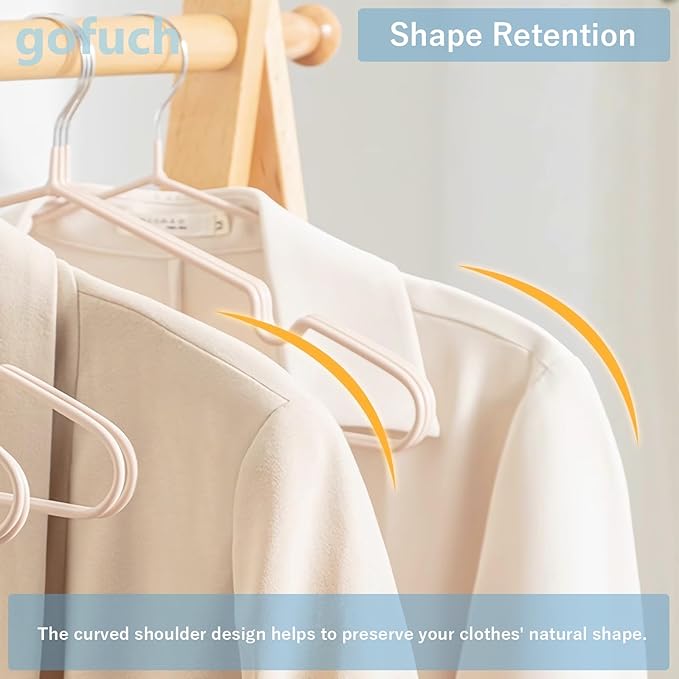gofuch Ultra-Thin Metal Hangers, 50 Pack Non-Slip PVC Coated Space Saving Clothes Hangers for Closet, 16 inch Wide for Suits, Dresses, Jackets（Blue）