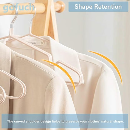 gofuch Ultra-Thin Metal Hangers, 50 Pack Non-Slip PVC Coated Space Saving Clothes Hangers for Closet, 16 inch Wide for Suits, Dresses, Jackets（Blue）