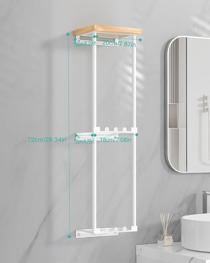 HapiRm Towel Racks for Bathroom Storage - Wall Mounted Towel Holder with Shelf, Rolled Towel Storage Bath Towel Organizer for Small Bathroom, Camper, Rv - White