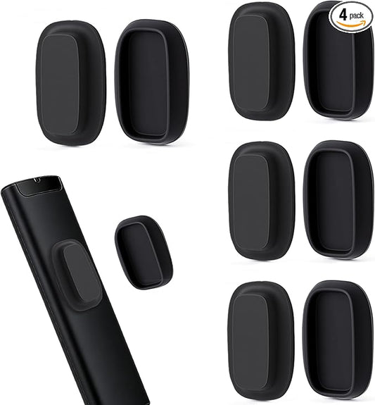 4 Pack Magnetic Remote Control Holder Wall Mount, No Drill Self-Adhesive Organizer TV Remote Holder, Black Organizer Storage Wall Holder for Tv, Fan, Air Conditioner, Bed