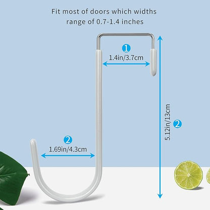 FYY Over The Door Hooks, 4 Pack Door Hangers Hooks with Rubber Prevent Scratches Heavy Duty Organizer Hooks for Living Room, Bathroom, Bedroom Hanging Clothes, Towels, Hats, Coats, Bags Silver