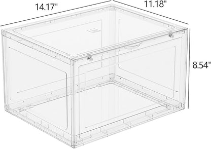 Asking 12-Pack Acrylic Clear Plastic Stackable Shoe Storage Boxes with Magnetic Front Door, Clear Shoe Case Containers Sneaker Storage