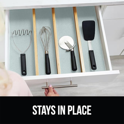 GORILLA GRIP powerGRIP Drawer Shelf and Cabinet Liner, Thick Strong Hold, Non-Adhesive Liners Protect Kitchen Cabinets and Cupboard, Bathroom Drawers, Easy Install, Breathable Mat, 12" x20', Spa Blue