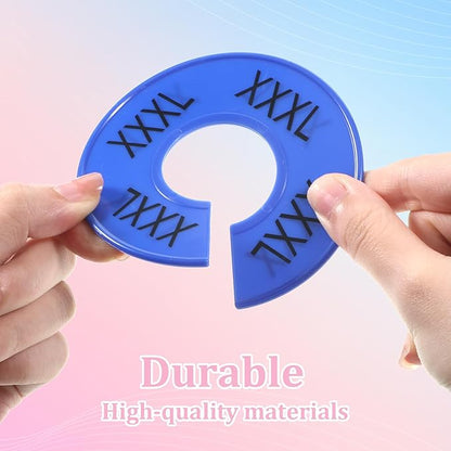 8 PCS Clothing Size Dividers, Closet Dividers for Hanging Clothes, Color Plastic Clothing Rack Size Divider Round Colorful Plastic Hanger Tags Reusable Clothes Divider for Racks in 8 Sizes 2XS - 3XL