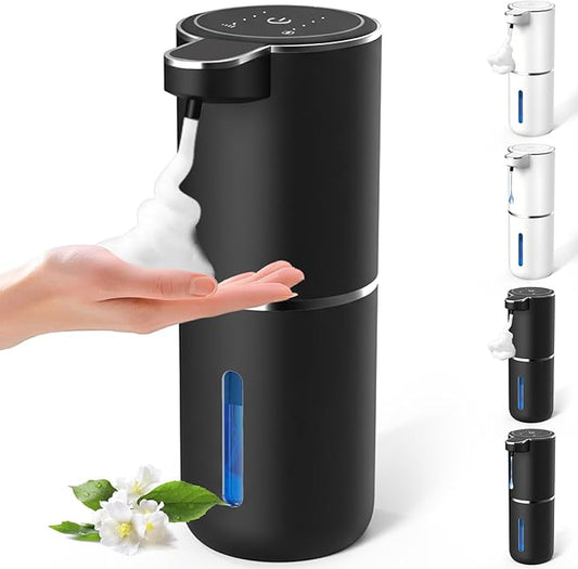 Automatic Soap Dispenser Touchless, USB Rechargeable Automatic Foaming Soap Dispenser, 12.8oz/380mL, 4 Level Adjustable, 1500mAh Smart Wall Mounted for Bathroom Kitchen Dish/Hand Soap