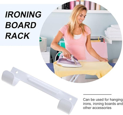 DOITOOL Ironing Board Rack Wall Mount with Dual Hooks Space Saving Iron Board Holder for Laundry Room Organization Compact 6.10X1.77X1.18 Inch