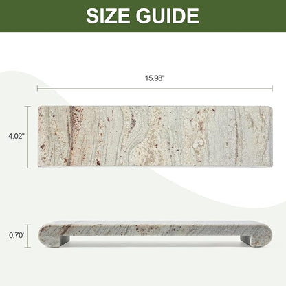 Natural Marble Pedestal Stand, Marble Tray for Kitchen Counter, Bathroom, Home Decor, Small Potted Plant Tray 4.02" x 15.98" Soap Dish Holder for Jewelry, Vanity, Counter Luxury Decorative Tray (River White)